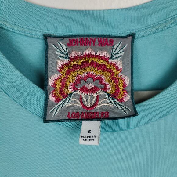 Johnny Was Viscose‎ T-Shirt Womens Small Teal Blue Stretch Capsule Pullover Top - Picture 7 of 9